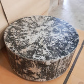 Handmade Indian Hand Carved Solid Hard Wood Drum Coffee Table in Rustic Black100x100x45Cm